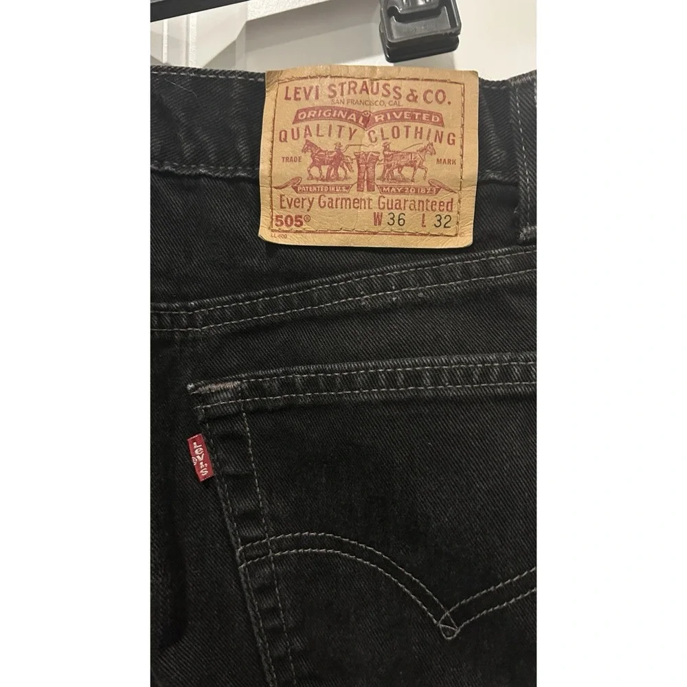 Levis 505 Black Jeans Mens 36x32 Fits 34x31 Vintage 90s Made In USA Straight Leg